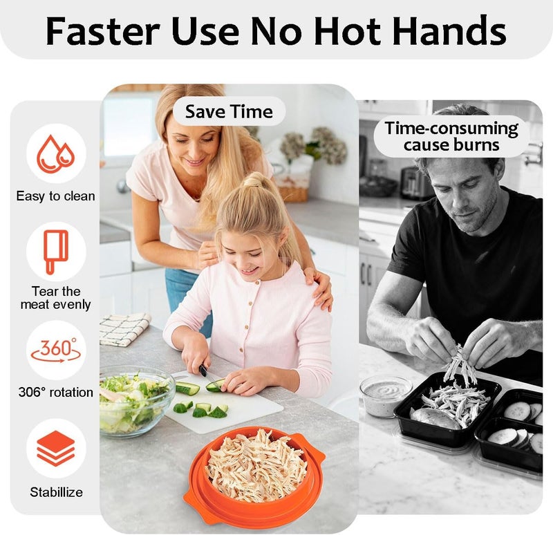 KicthMap Chicken Shredder Tool Twist 9.84in Large Chicken Shredder with Clip Visible Meat Shredde Machine BPA Free Ergonomic Handle Manual Meat Suitable for Chickens Pork Beef ect (Orange) - Image 4